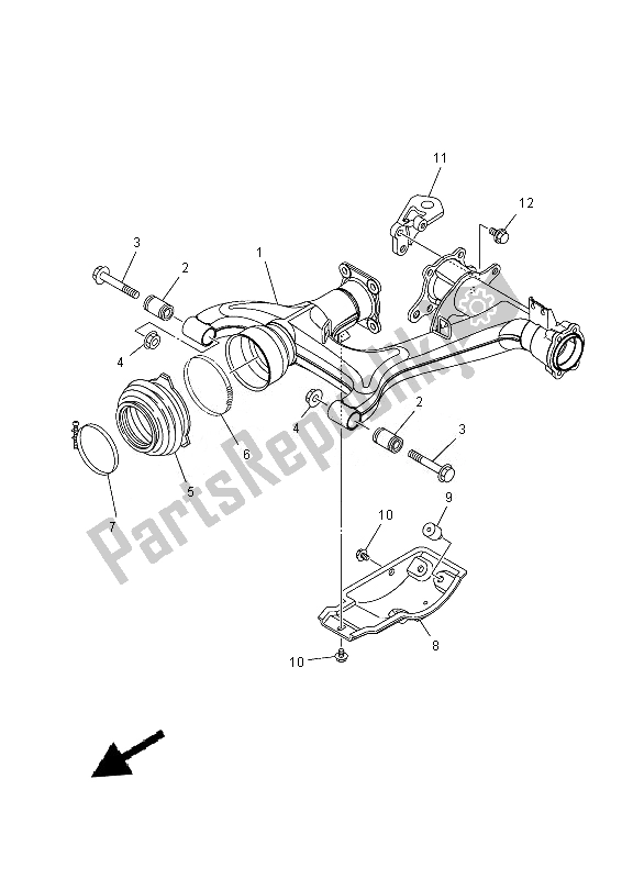 All parts for the Rear Arm of the Yamaha YFM 350 FWA Grizzly 4X4 2013