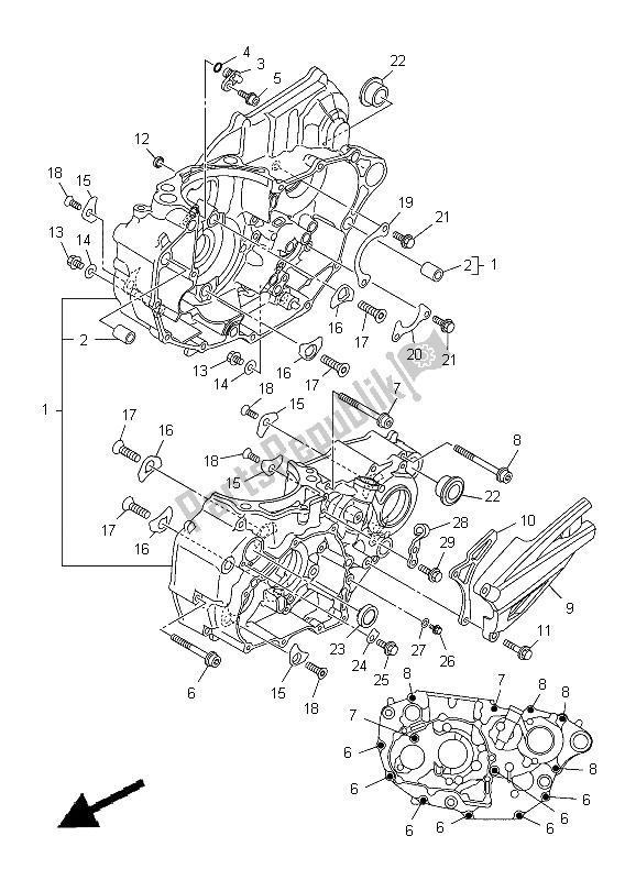 All parts for the Crankcase of the Yamaha YZ 450F 2012