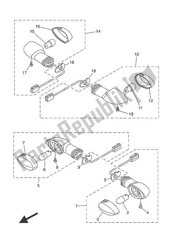 Tutte le parti per il Luce Lampeggiante del Yamaha XSR 700 2016