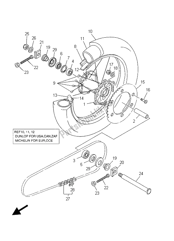 Wszystkie części do Tylne Ko? O Yamaha WR 250F 2003