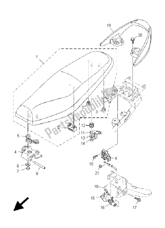 All parts for the Seat of the Yamaha T 135 FI Crypton X 2009