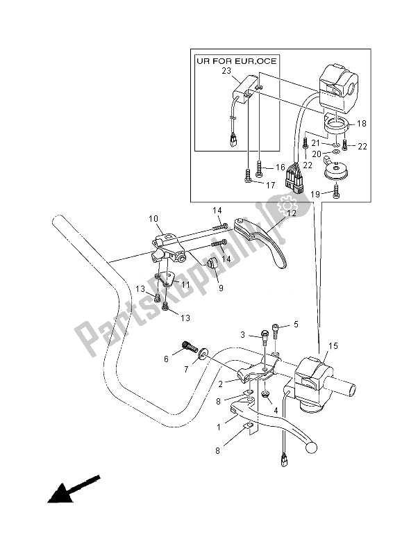 Toutes les pièces pour le Interrupteur Et Levier De Poignée du Yamaha YFM 300F Grizzly 2X4 2013