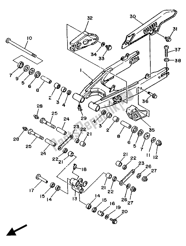 Tutte le parti per il Braccio Posteriore del Yamaha DT 125E 1989