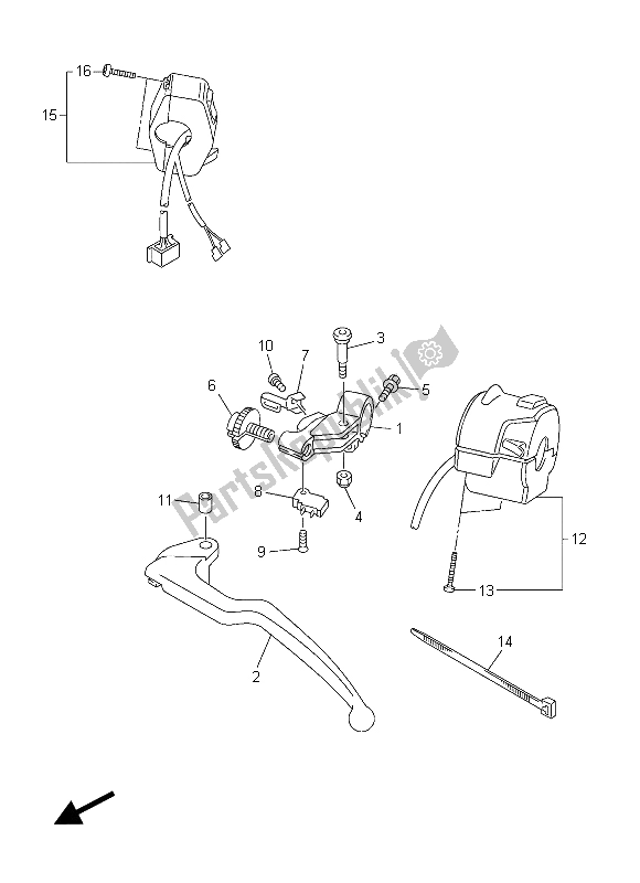 All parts for the Handle Switch & Lever of the Yamaha YZF R6 600 2015