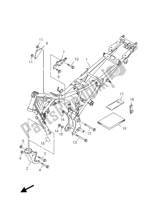 Alle onderdelen voor de Kader van de Yamaha YBR 125 ED 2012