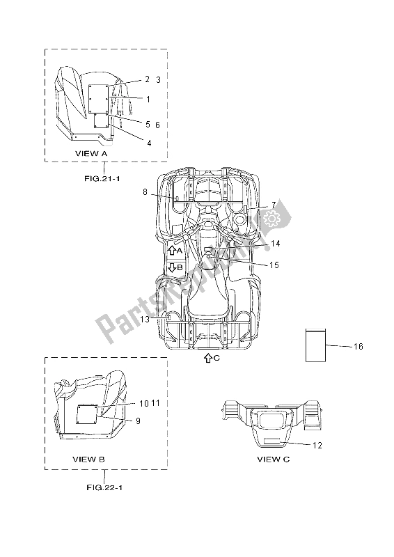 All parts for the Emblem & Label of the Yamaha YFM 700 FWA Grizzly 4X4 2014