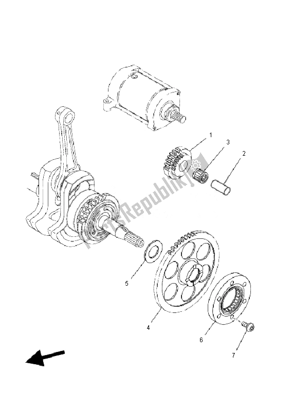 Alle onderdelen voor de Starterkoppeling van de Yamaha YFM 660F Grizzly 2007