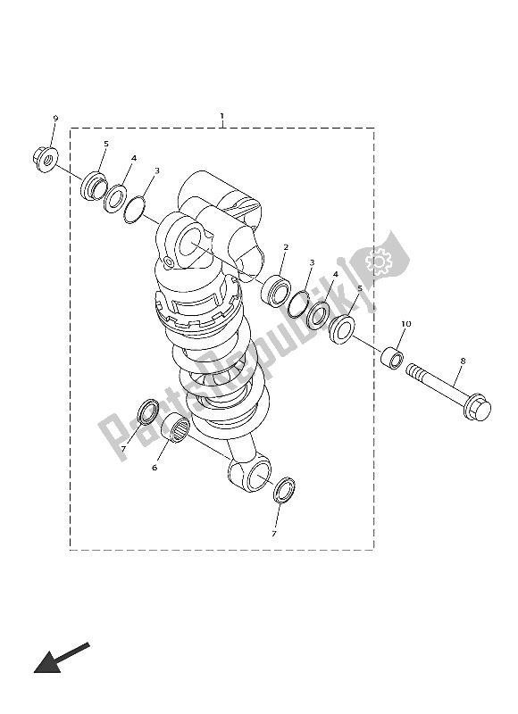 All parts for the Rear Suspension of the Yamaha YZF R1M 1000 2016