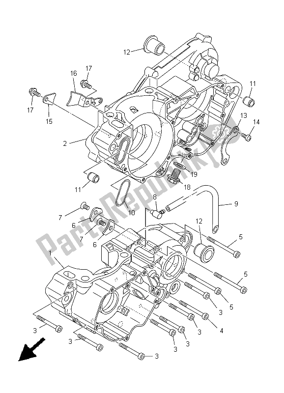 All parts for the Crankcase of the Yamaha YZ 250 2005