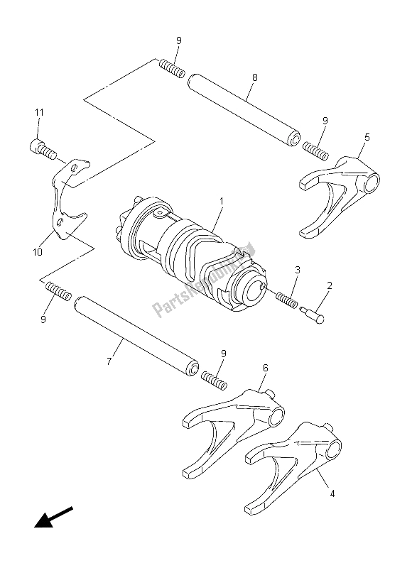 All parts for the Shift Cam & Fork of the Yamaha FJR 1300 AE 2015