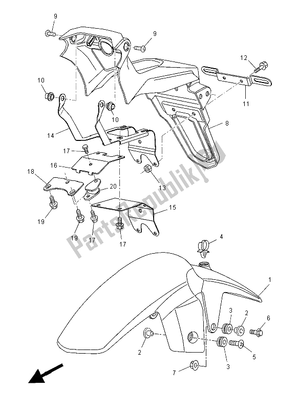 Tutte le parti per il Parafango del Yamaha MT 03 660 2008