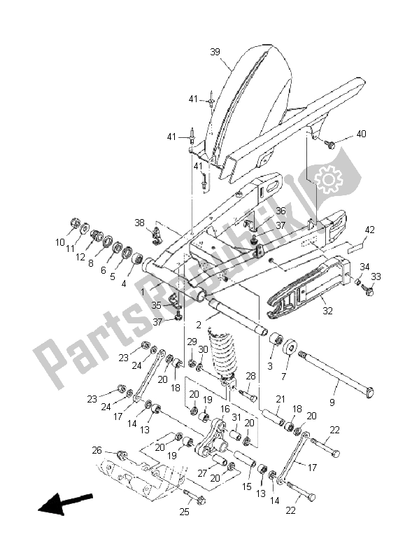 Toutes les pièces pour le Bras Arrière du Yamaha TDM 900 2008