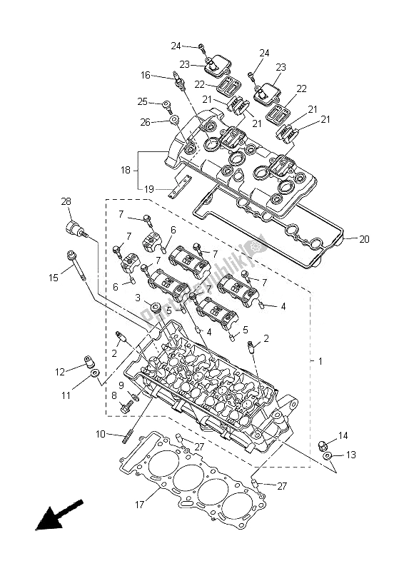 Tutte le parti per il Testata del Yamaha FZ8 S 800 2014