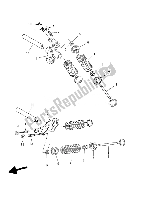 All parts for the Valve of the Yamaha YZF R 125 2010