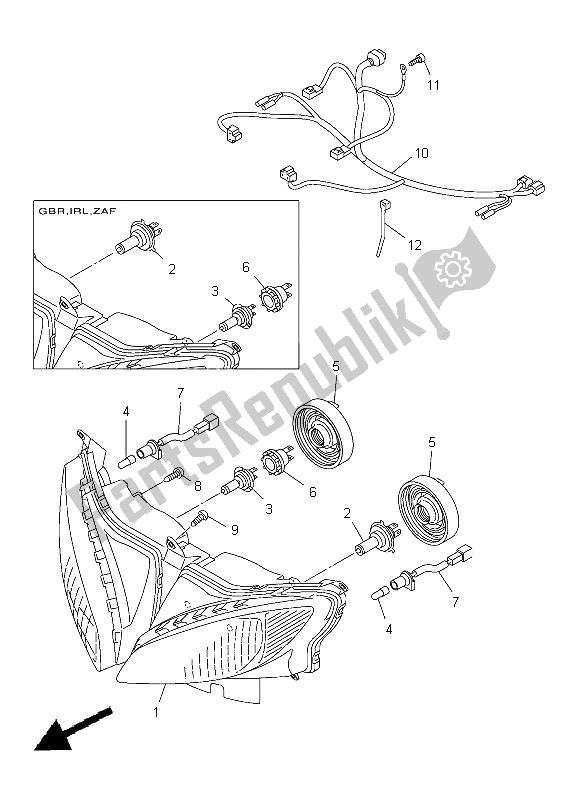 Todas las partes para Faro de Yamaha FZ8 SA 800 2012