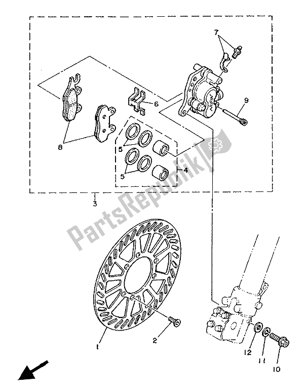 Toutes les pièces pour le Frein Avant Et étrier du Yamaha YZ 250 LC 1990