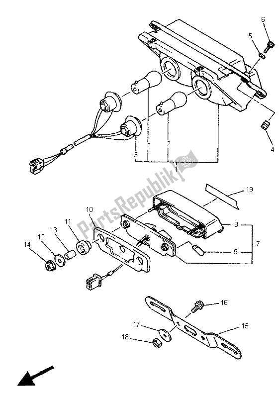 Toutes les pièces pour le Feu Arrière du Yamaha YZF 750 SP 1995