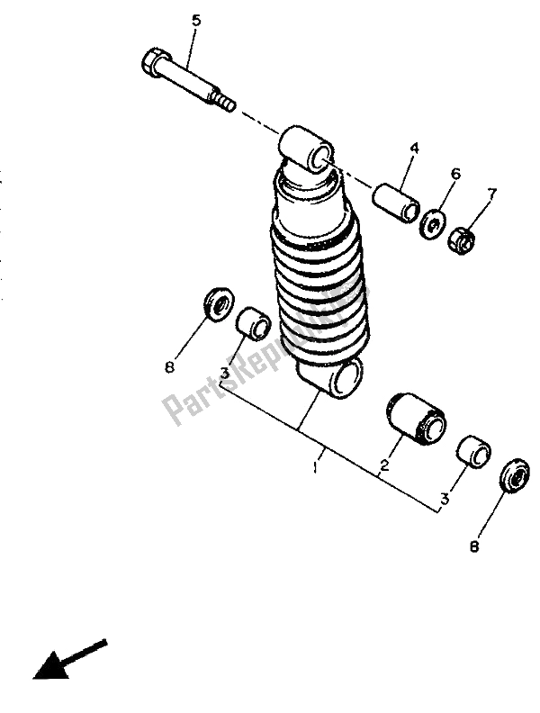 All parts for the Rear Suspension of the Yamaha XJ 600 1991