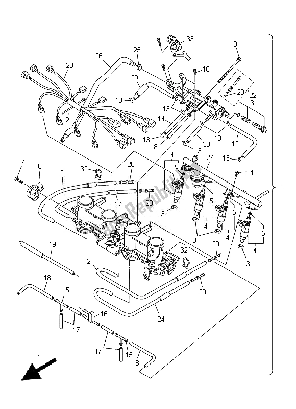 Alle onderdelen voor de Intake 2 van de Yamaha XJ 6N 600 2014