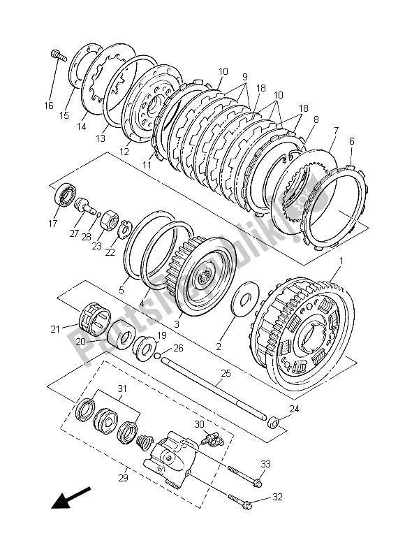 All parts for the Clutch of the Yamaha XJR 1300C 2015