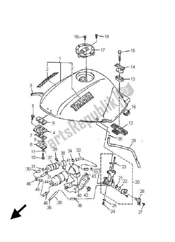 Toutes les pièces pour le Réservoir D'essence du Yamaha XJ 600N 2001