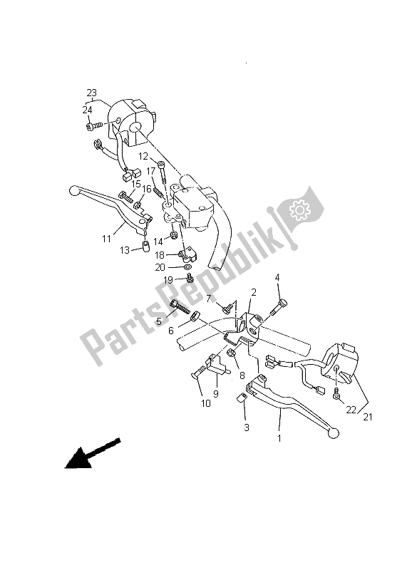 All parts for the Handle Switch & Lever of the Yamaha XVS 650A Dragstar Classic 2000