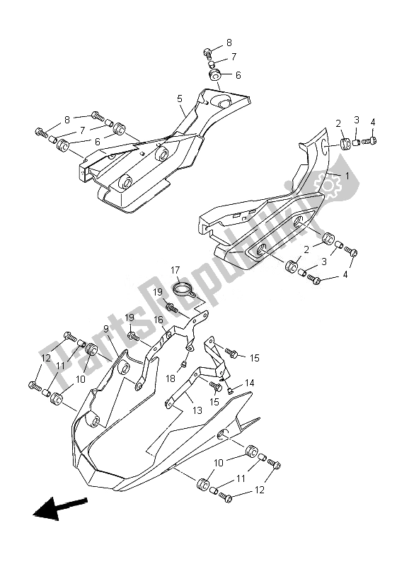 Alle onderdelen voor de Zijkap 2 van de Yamaha XJ6 SA Diversion 600 2010