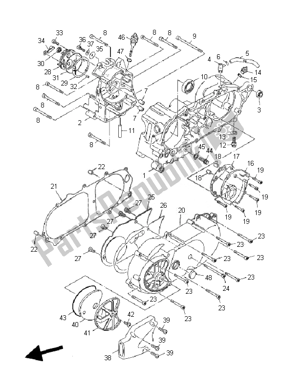 All parts for the Crankcase of the Yamaha XC 125 Vity 2010