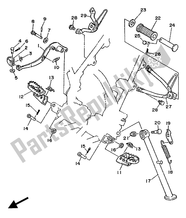 Toutes les pièces pour le Support Et Repose-pieds du Yamaha DT 125E 1989