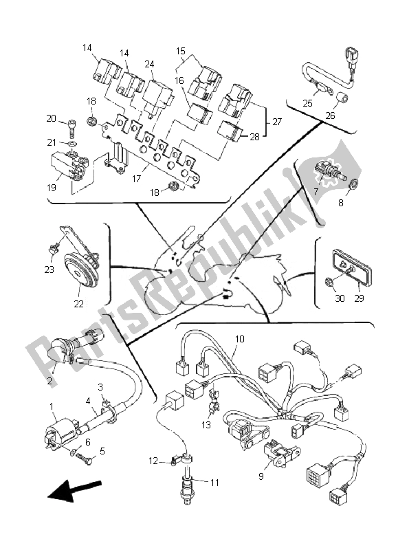Tutte le parti per il Elettrico 2 del Yamaha YP 400A Majesty 2010