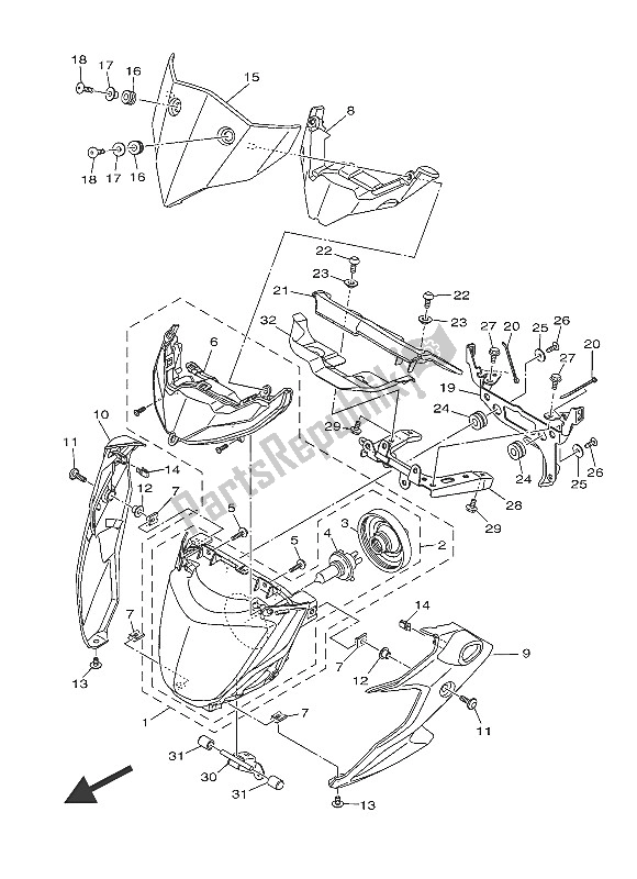 Alle onderdelen voor de Koplamp van de Yamaha MT 03A 660 2016