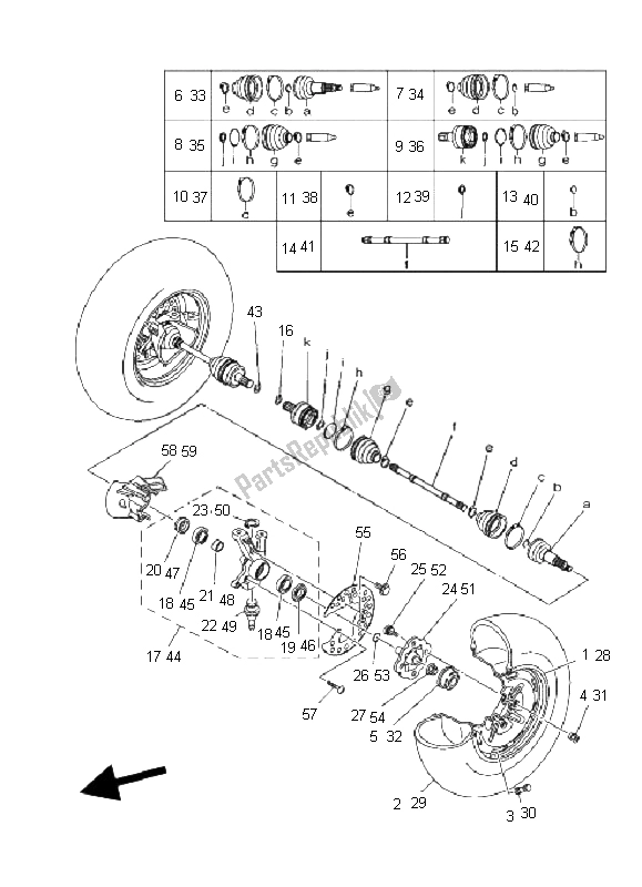 All parts for the Front Wheel of the Yamaha YFM 450F Grizzly EPS 2011