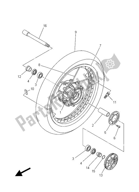 All parts for the Front Wheel of the Yamaha XT 1200Z 2015