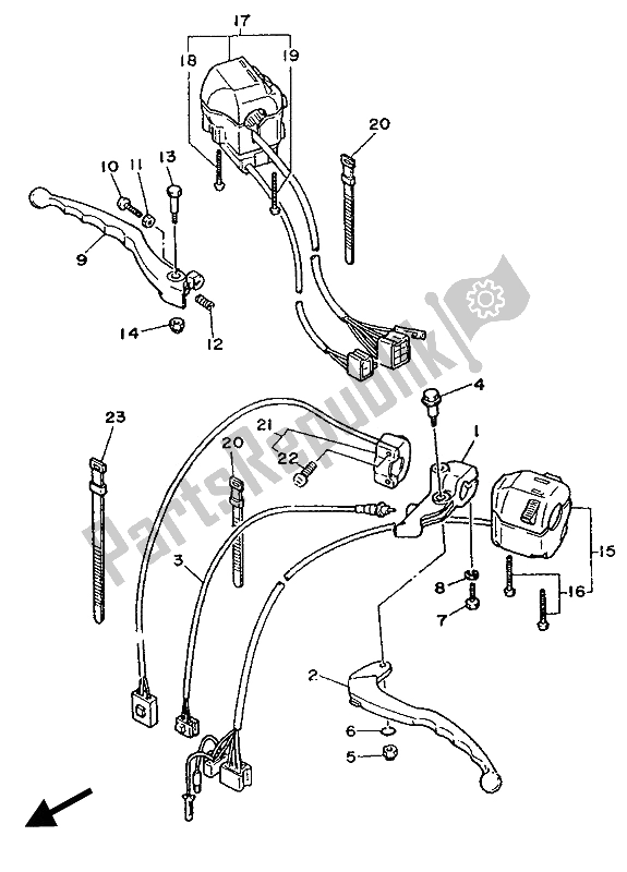 Toutes les pièces pour le Interrupteur Et Levier De Poignée (poignée Plate) du Yamaha XV 535 Virago 1989