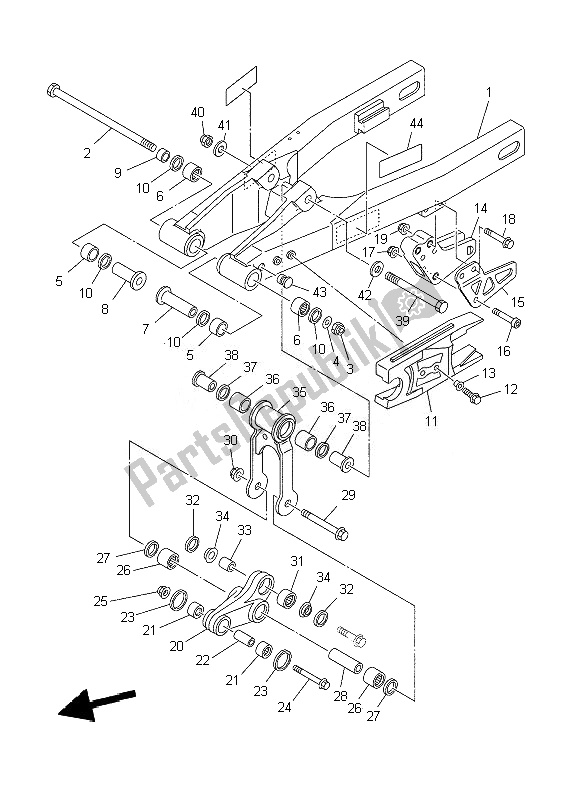 Todas las partes para Brazo Trasero de Yamaha YZ 85 SW LW 2010