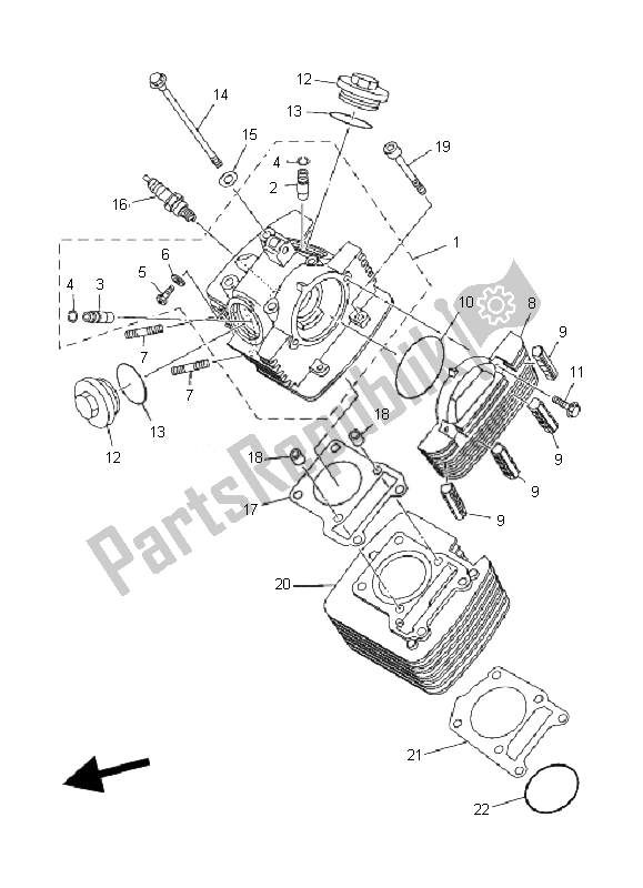 Todas as partes de Cilindro do Yamaha TT R 125E SW LW 2007