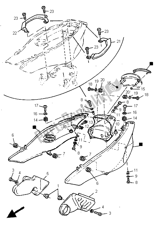 Tutte le parti per il Coperchio Laterale del Yamaha SZR 660 1997