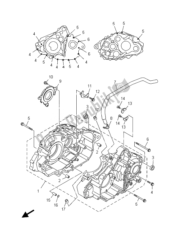 All parts for the Crankcase of the Yamaha YFM 700 Rsed 2013