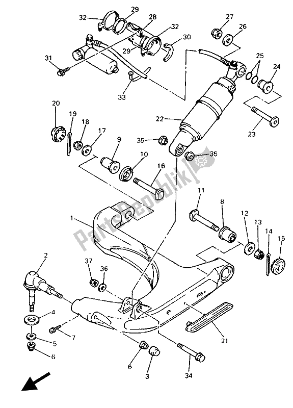 Toutes les pièces pour le Direction 2 du Yamaha GTS 1000A 1993