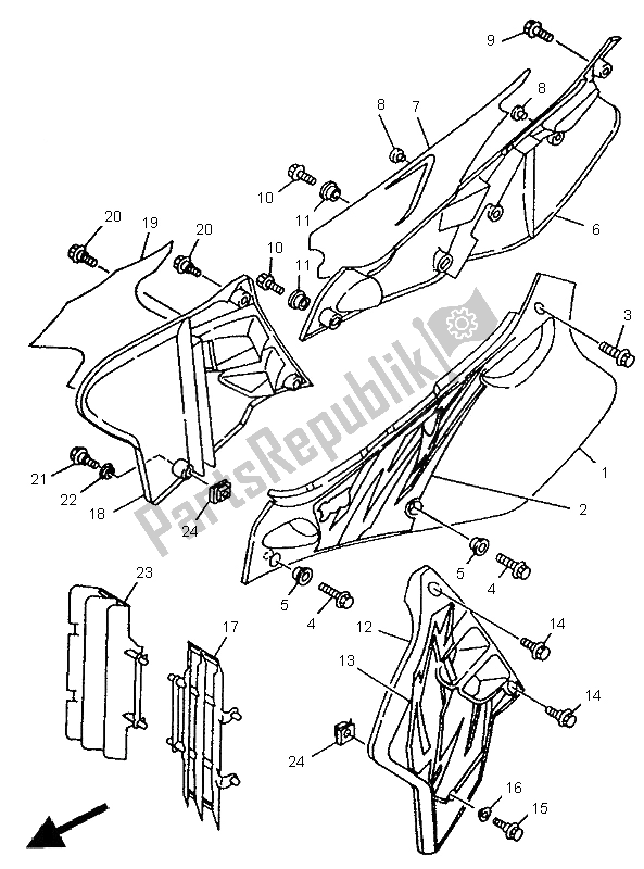 Todas las partes para Cubierta Lateral de Yamaha YZ 250 LC 1995