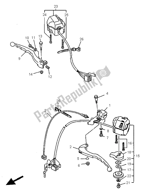 Todas as partes de Manípulo Interruptor E Alavanca do Yamaha XV 250S 1999