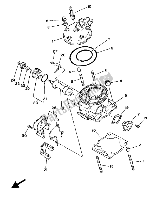Tutte le parti per il Cilindro del Yamaha YZ 125 1987