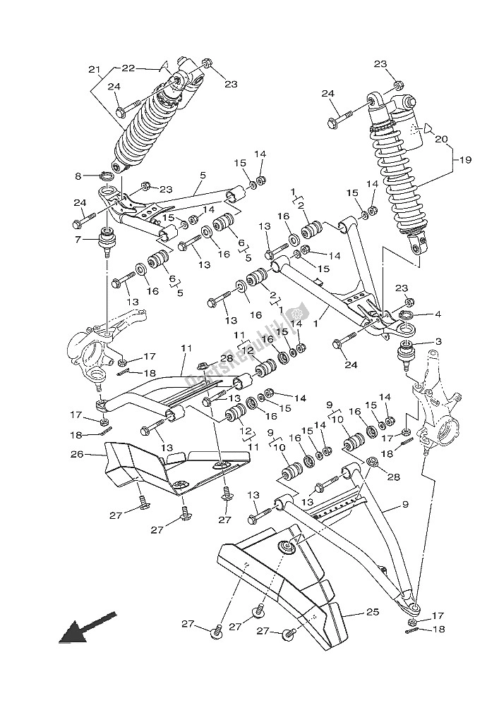 All parts for the Front Suspension & Wheel of the Yamaha YXE 700 ES 2016