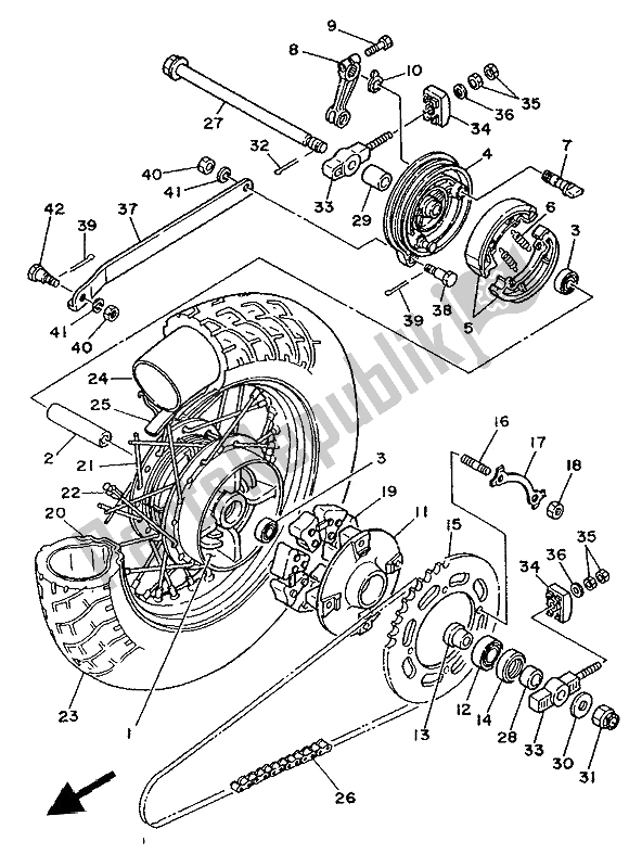 Todas as partes de Roda Traseira do Yamaha XV 250 Virago 1994