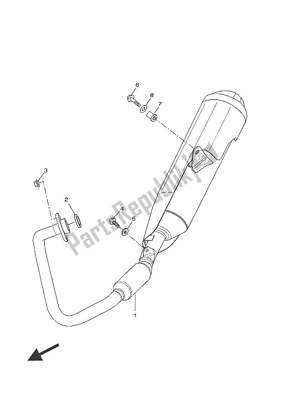 All parts for the Exhaust of the Yamaha MT 125A 2016