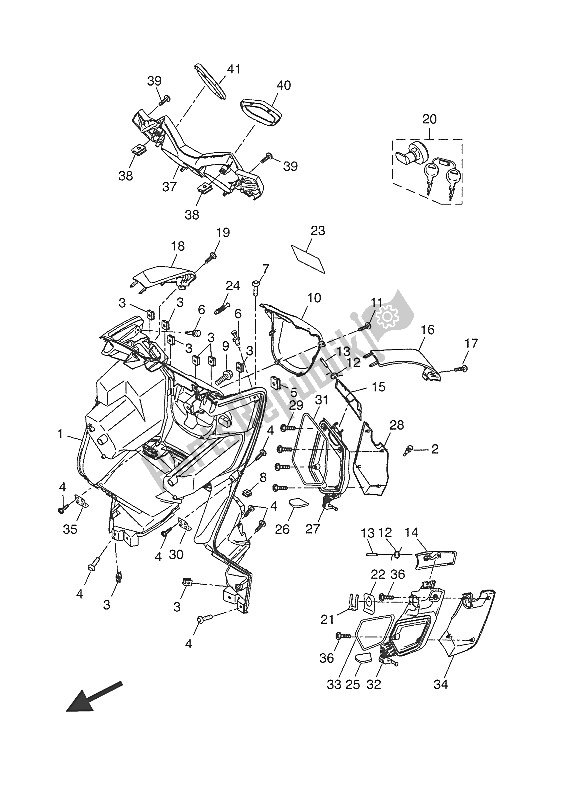 All parts for the Leg Shield of the Yamaha YP 400 RA 2016