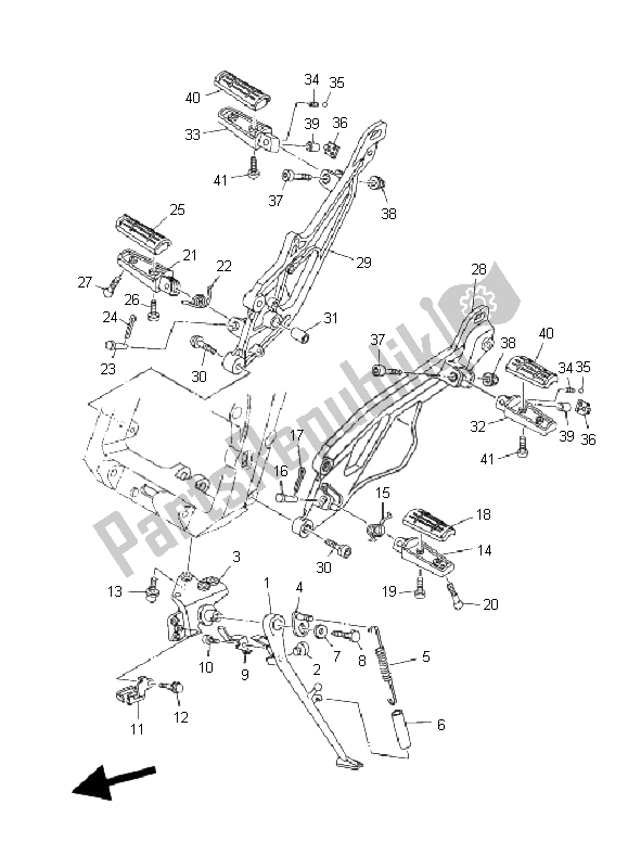 All parts for the Stand & Footrest of the Yamaha TDM 900 2008