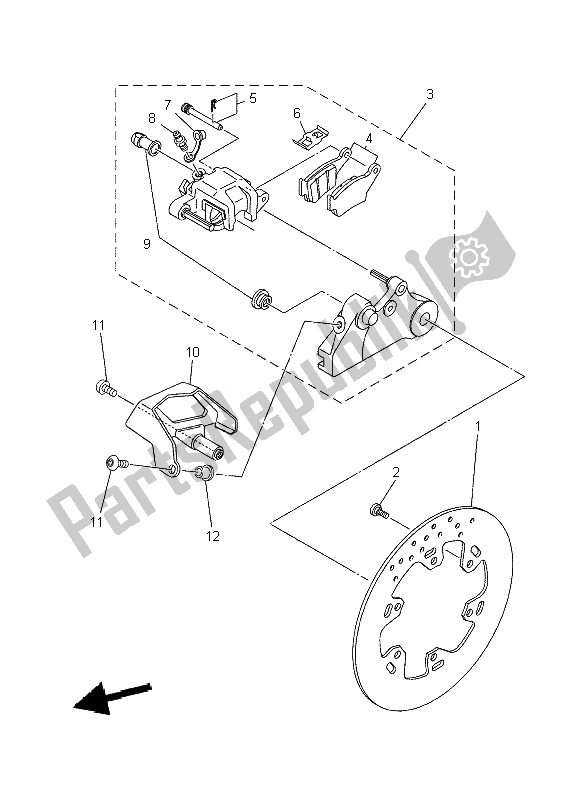 All parts for the Rear Brake Caliper of the Yamaha XT 660R 2010