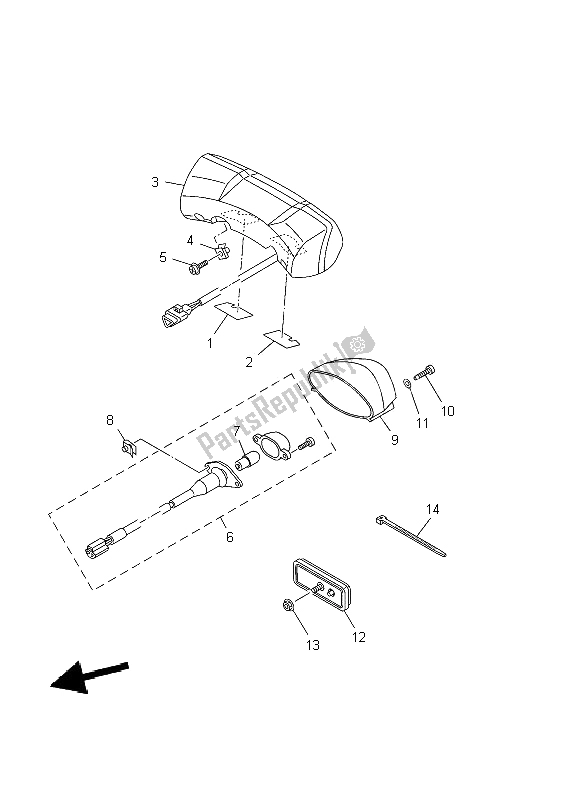 Tutte le parti per il Fanale Posteriore del Yamaha MT 01S 1670 2009