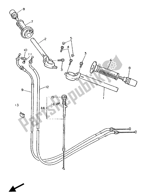 Todas las partes para Manija De Dirección Y Cable de Yamaha FZ 750 Genesis 1990